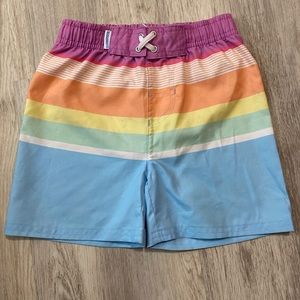 4T Island Rainbow Multi-Striped Swim Trunks